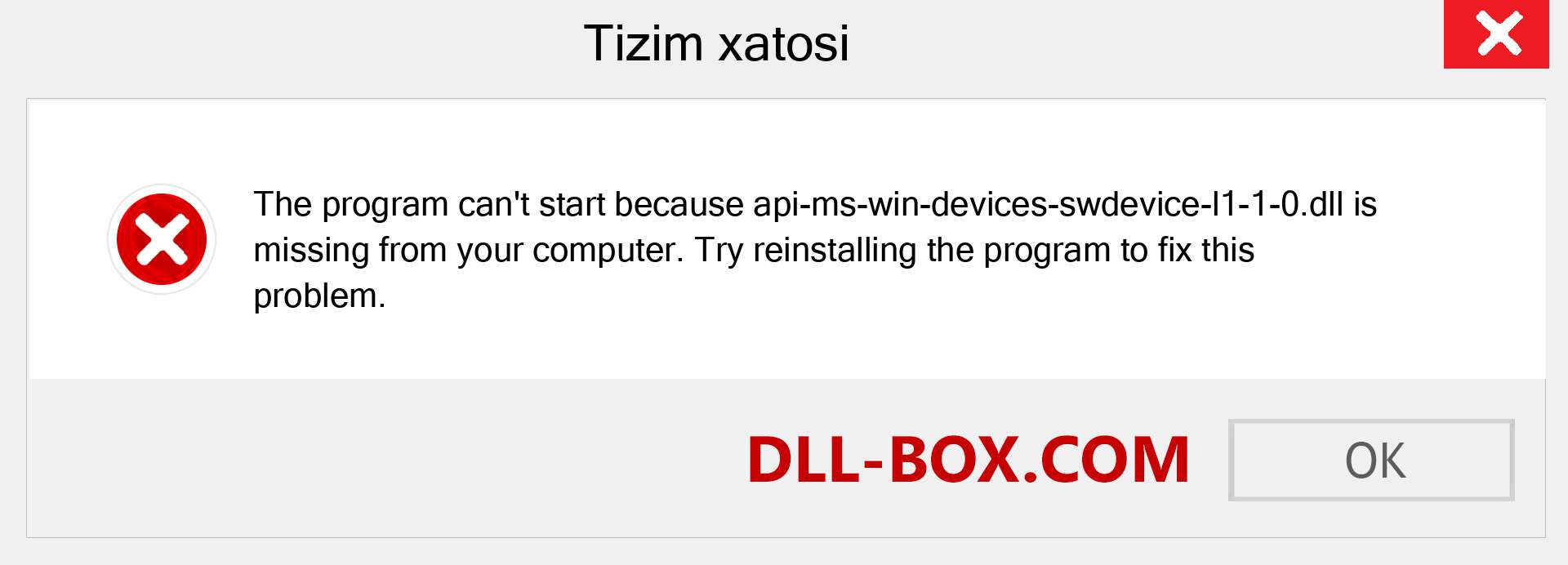 api-ms-win-devices-swdevice-l1-1-0.dll fayli yo'qolganmi?. Windows 7, 8, 10 uchun yuklab olish - Windowsda api-ms-win-devices-swdevice-l1-1-0 dll etishmayotgan xatoni tuzating, rasmlar, rasmlar